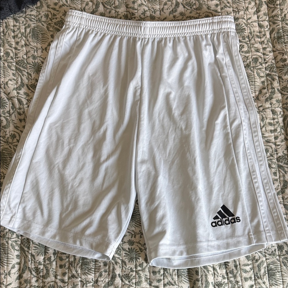 adidas White Athletic Training Shorts with Logo